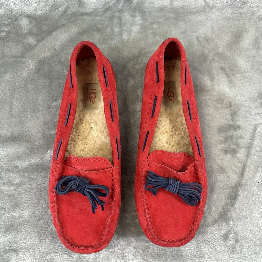 UGG Moccasin Women's 9 Red Blue Slippers Driving Shoes